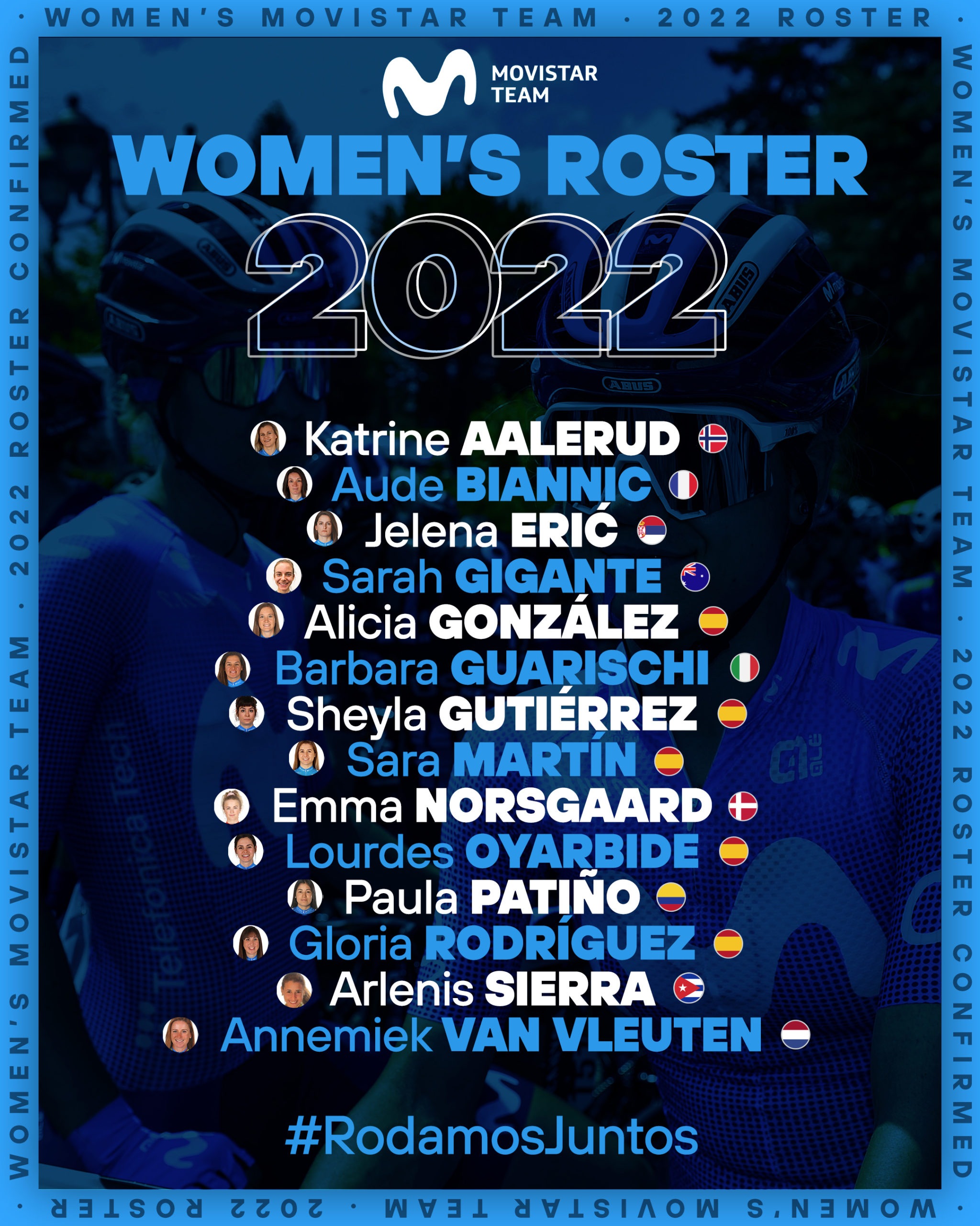 An even stronger female Movistar Team in 2022: 14 riders, with Arlenis Sierra