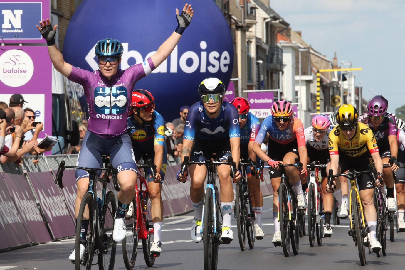 Norsgaard (2nd) just off first 2023 win at chaotic Zwevegem stage one Movistar Team